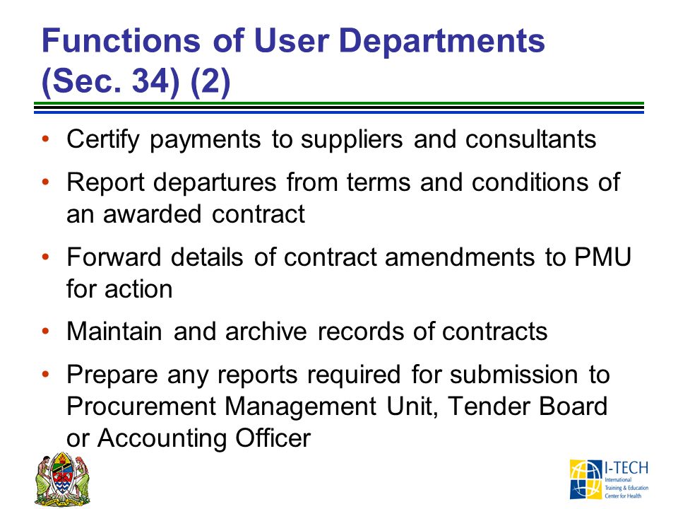 Functions of User Departments (Sec. 34) (2)