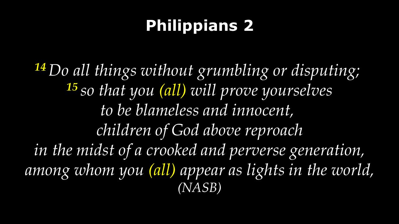 14 Do all things without grumbling or disputing;