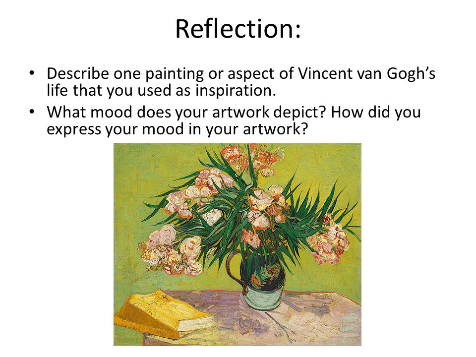 Reflection: Describe one painting or aspect of Vincent van Gogh’s life that you used as inspiration.
