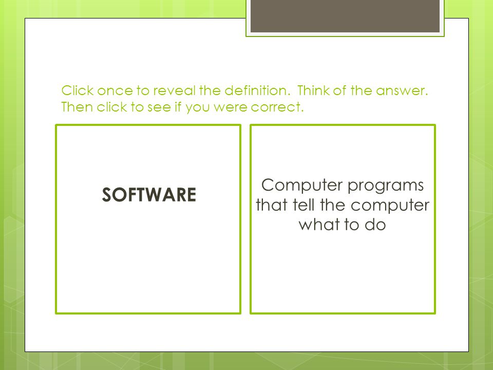 Computer programs that tell the computer what to do