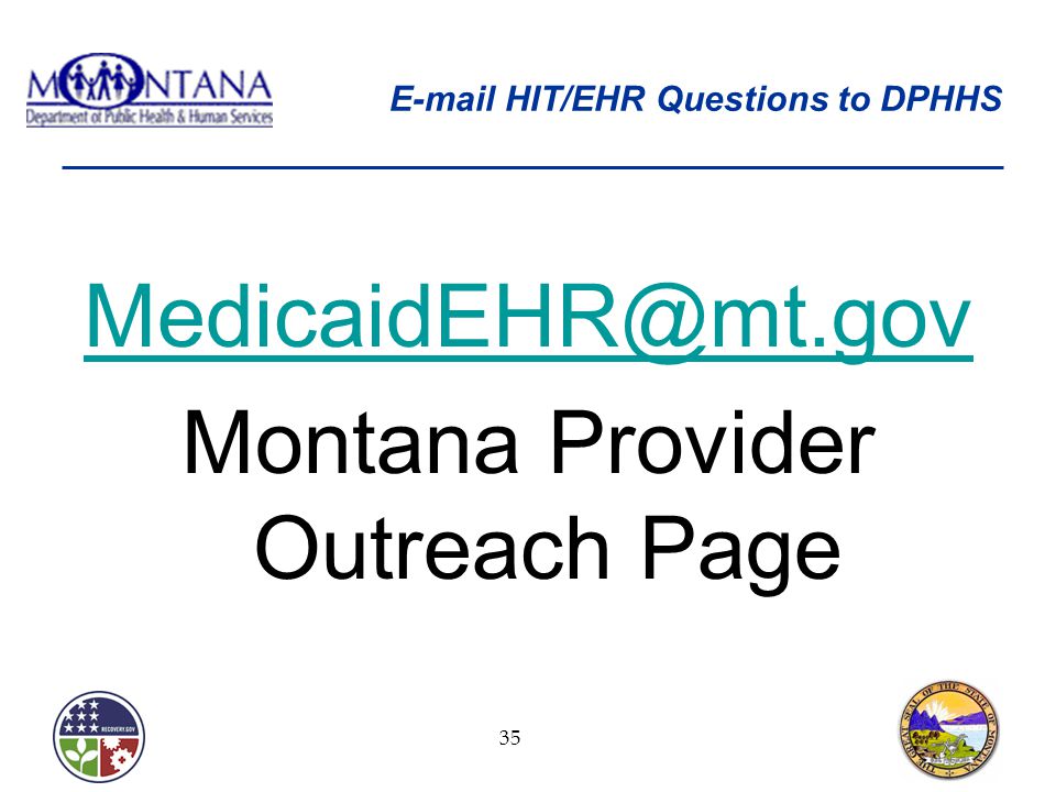 HIT/EHR Questions to DPHHS