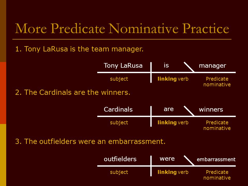 More Predicate Nominative Practice