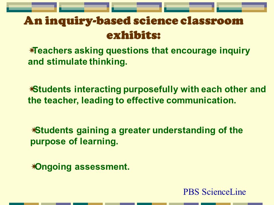 An inquiry-based science classroom exhibits:
