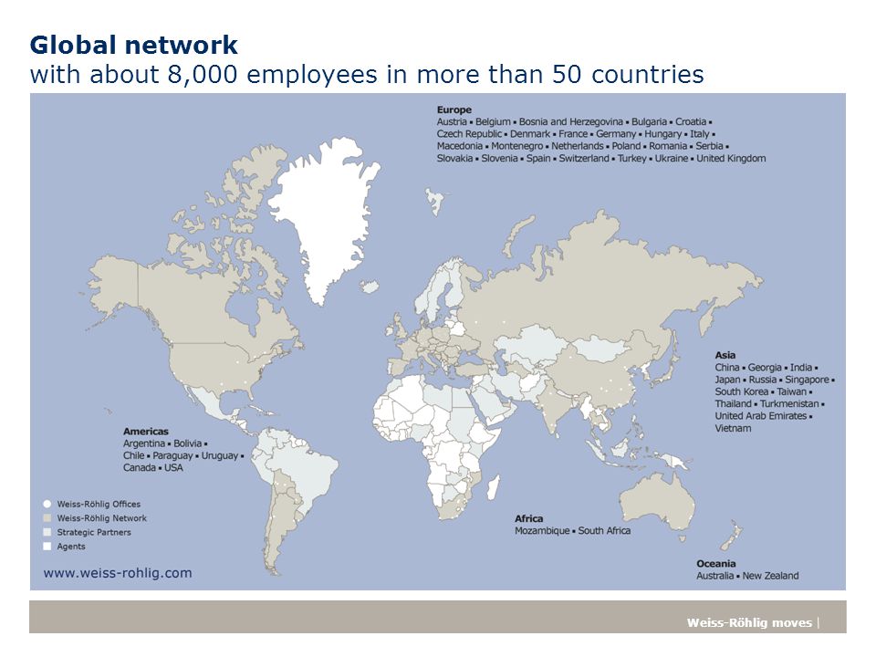 Global network with about 8,000 employees in more than 50 countries
