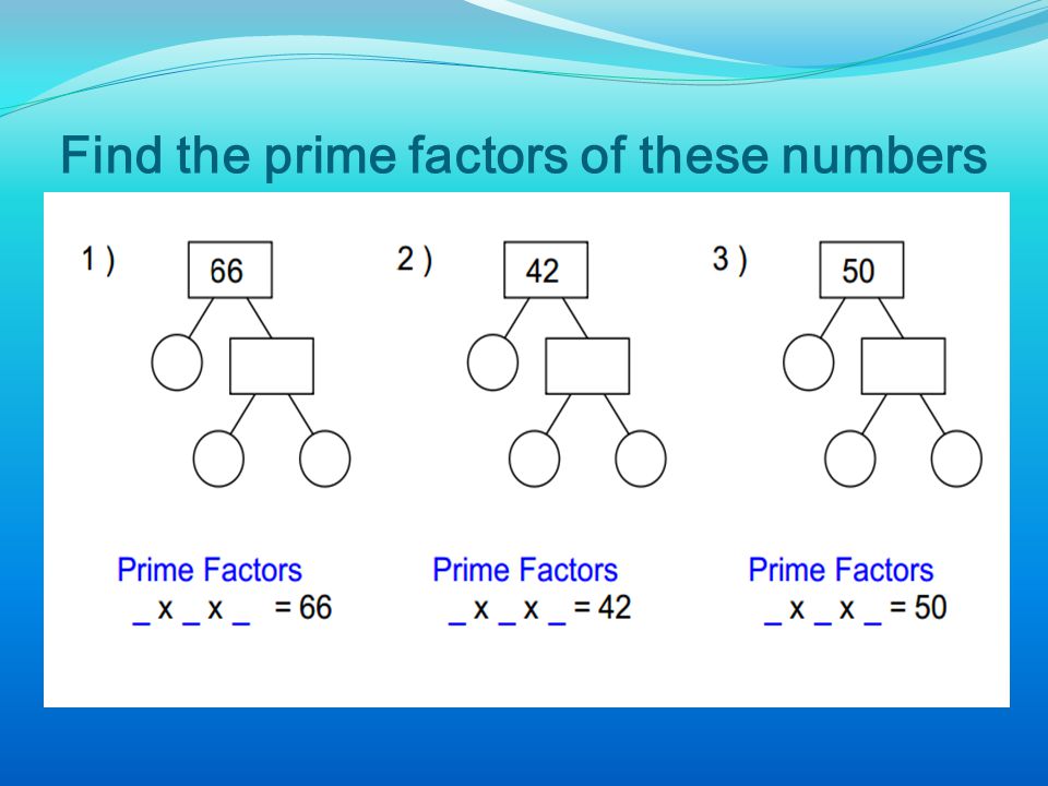 Find the prime factors of these numbers