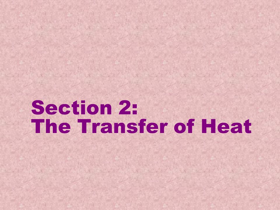 Section 2: The Transfer of Heat