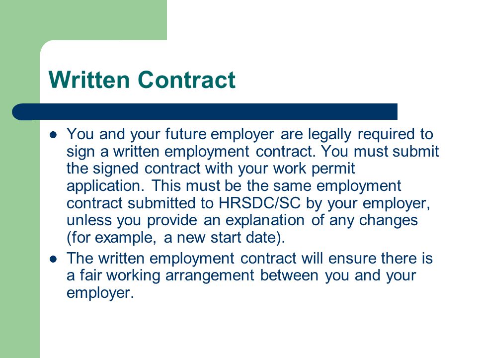 Written Contract