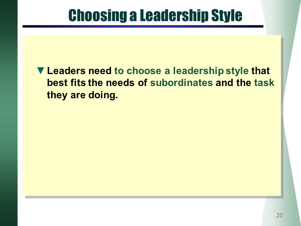 Choosing a Leadership Style