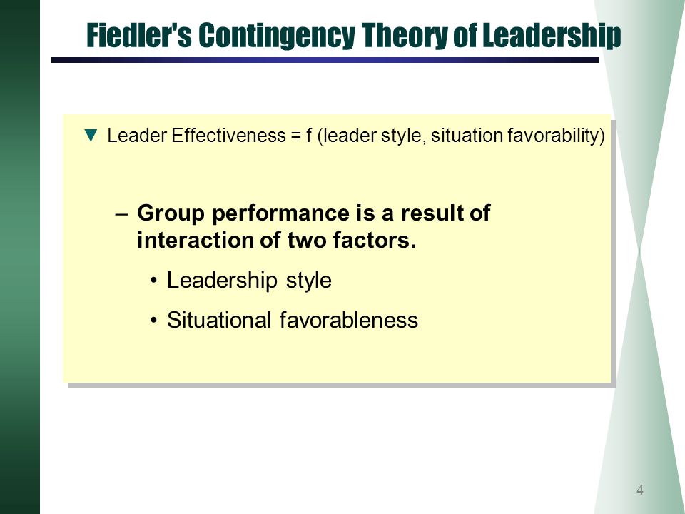 Fiedler s Contingency Theory of Leadership