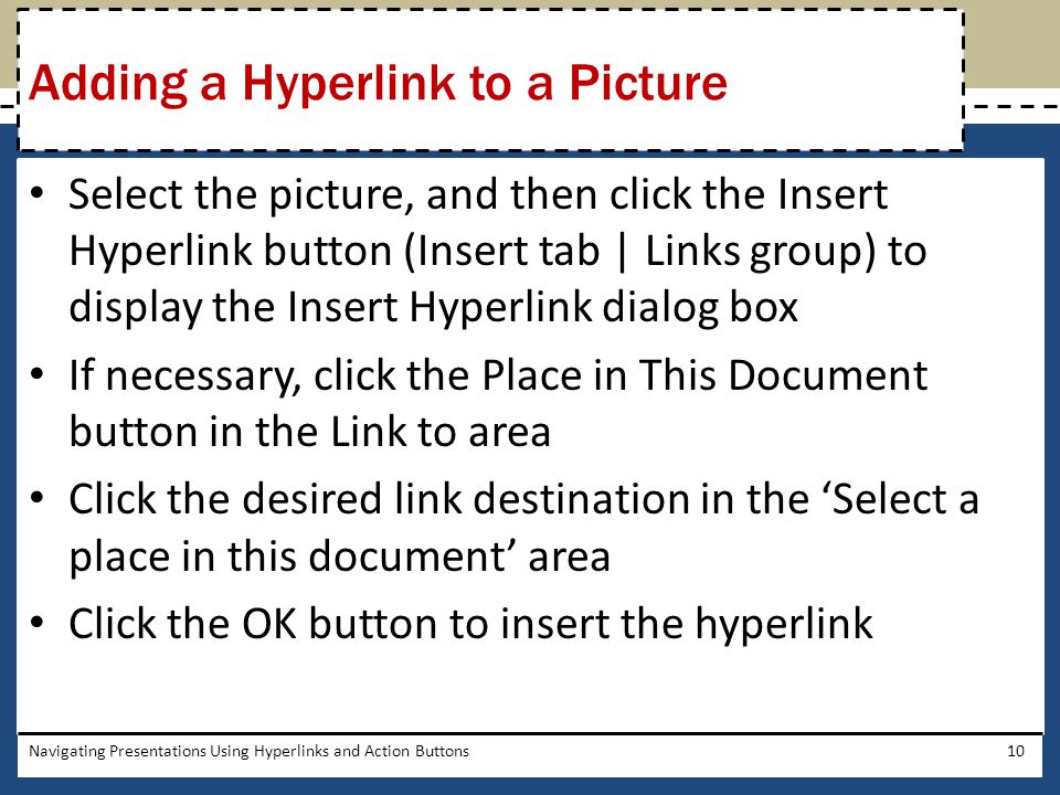 Adding a Hyperlink to a Picture