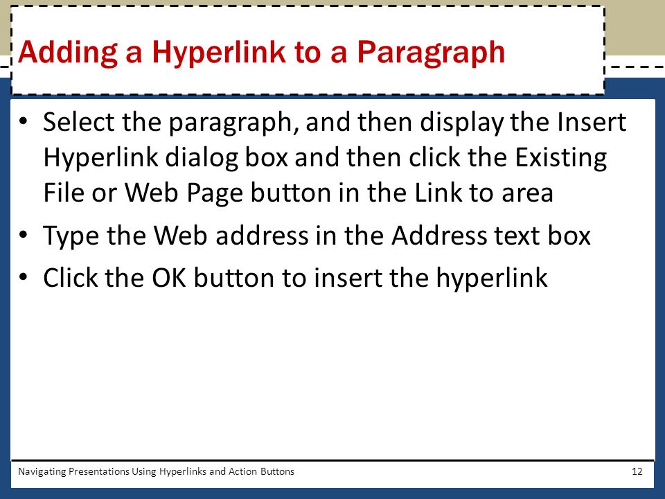 Adding a Hyperlink to a Paragraph