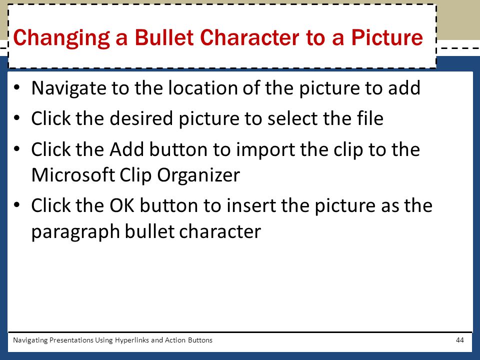 Changing a Bullet Character to a Picture