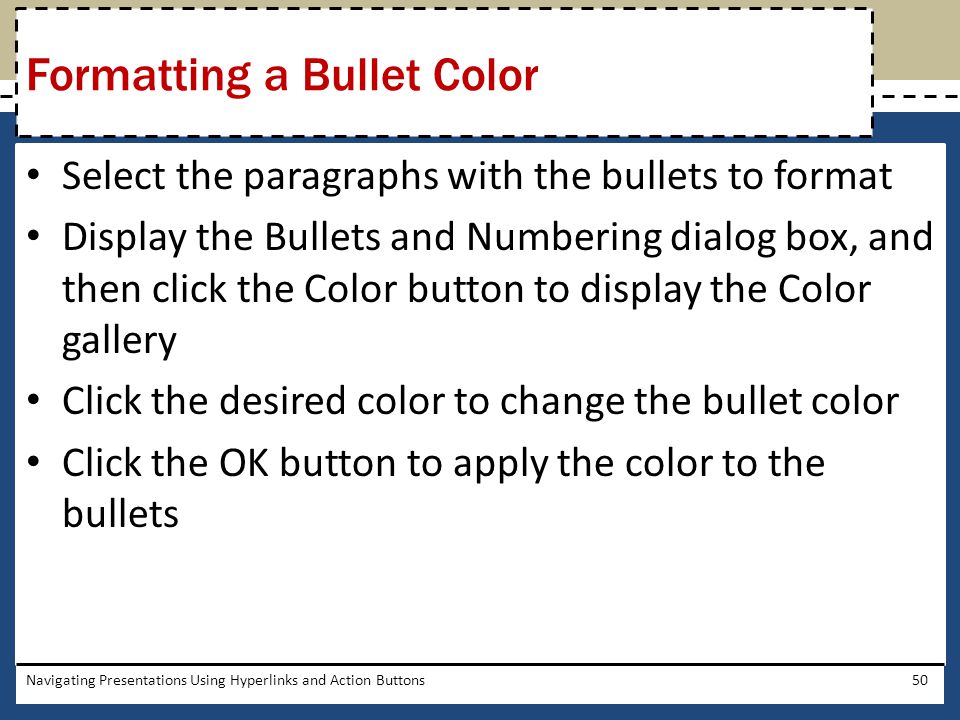 Formatting a Bullet Color