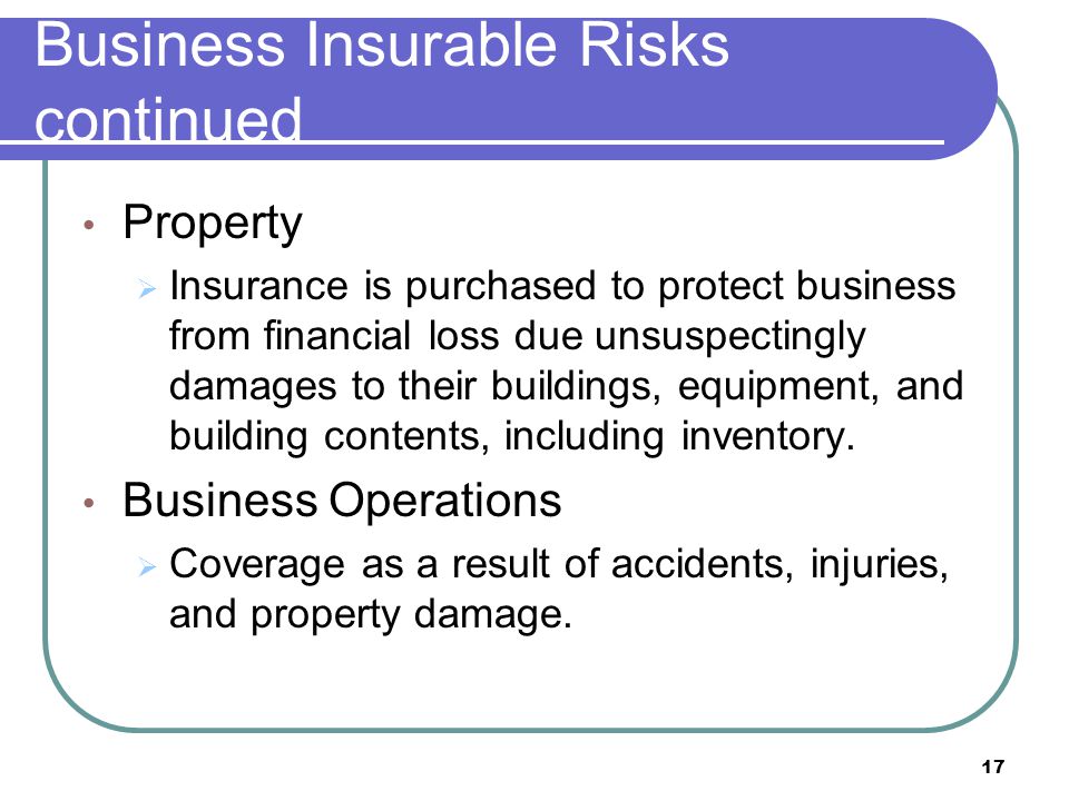 Business Insurable Risks continued