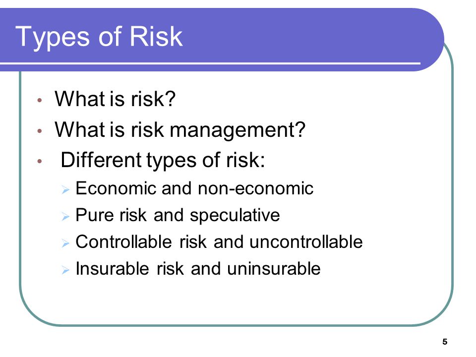 Types of Risk What is risk What is risk management