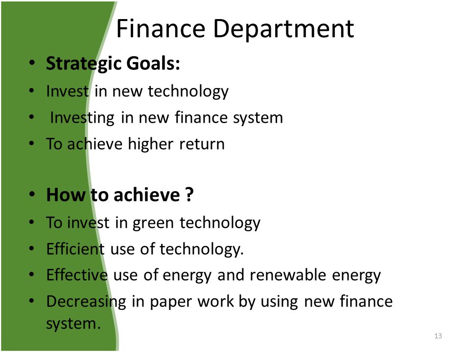 Finance Department Strategic Goals: How to achieve