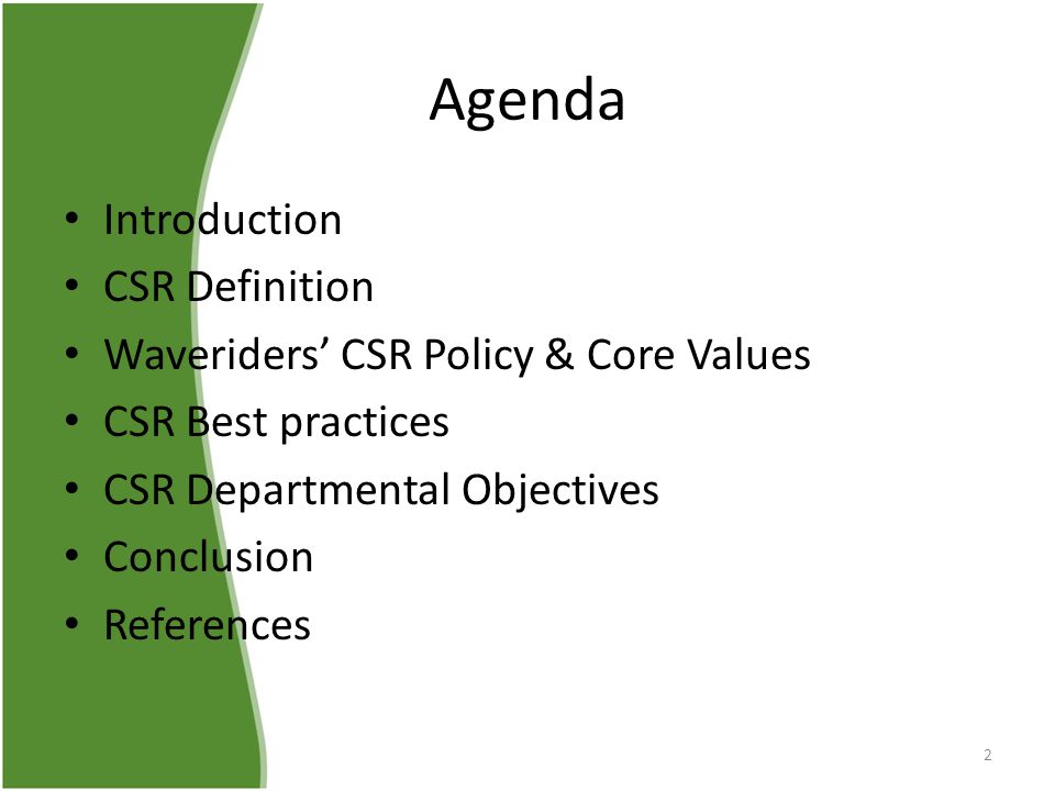 Agenda Introduction CSR Definition