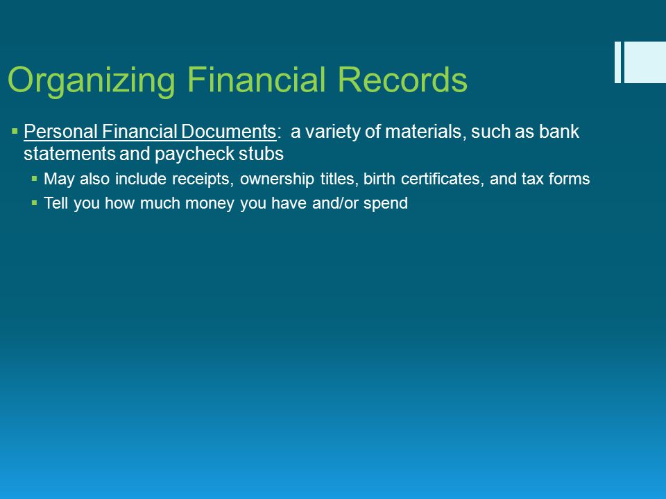 Organizing Financial Records