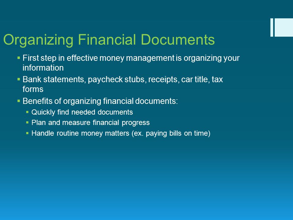 Organizing Financial Documents