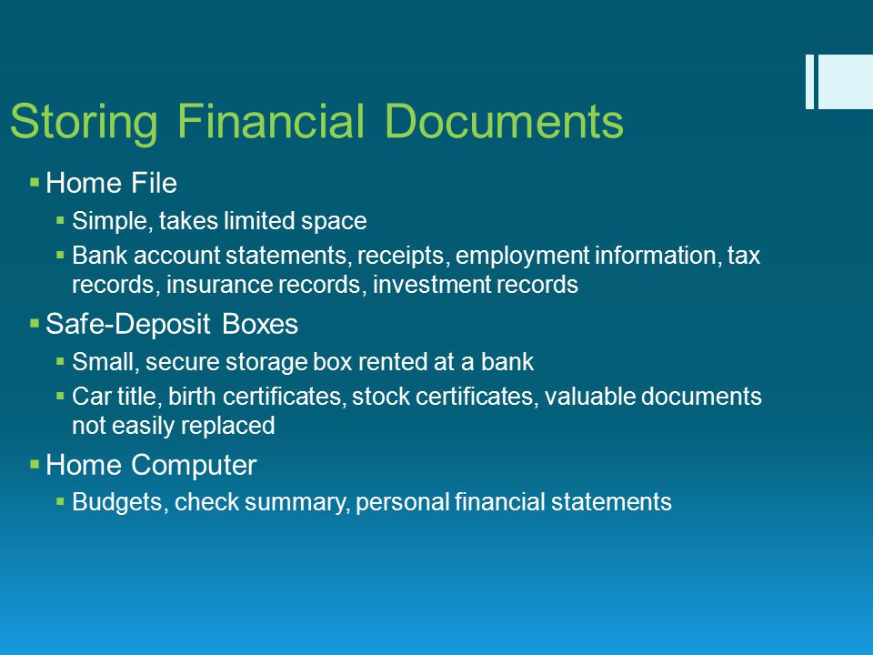 Storing Financial Documents