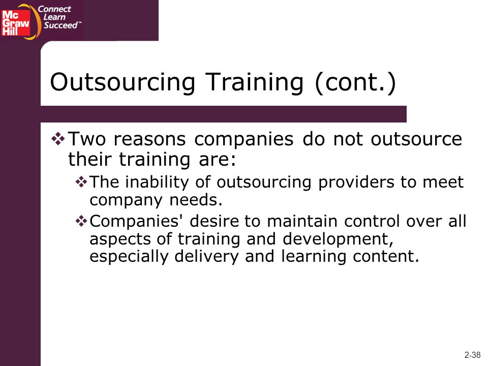 Outsourcing Training (cont.)