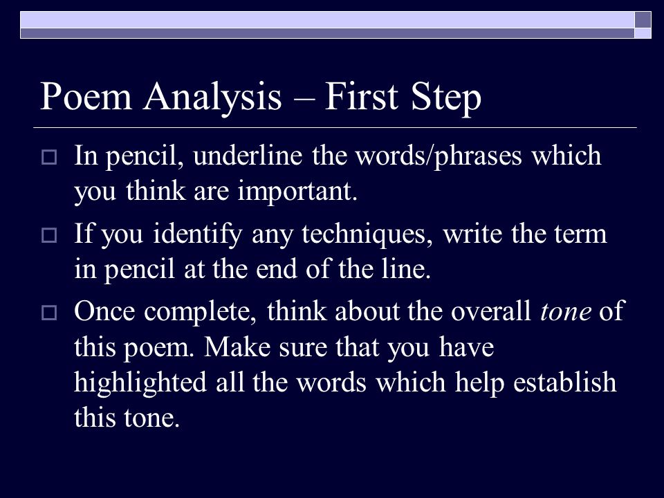 Poem Analysis – First Step
