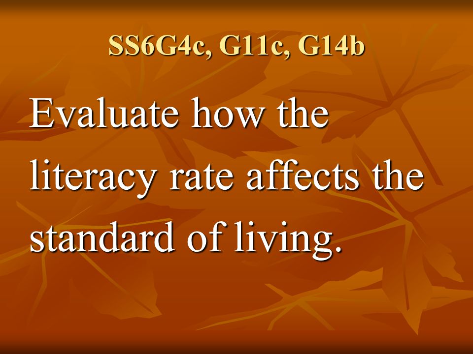 literacy rate affects the standard of living.