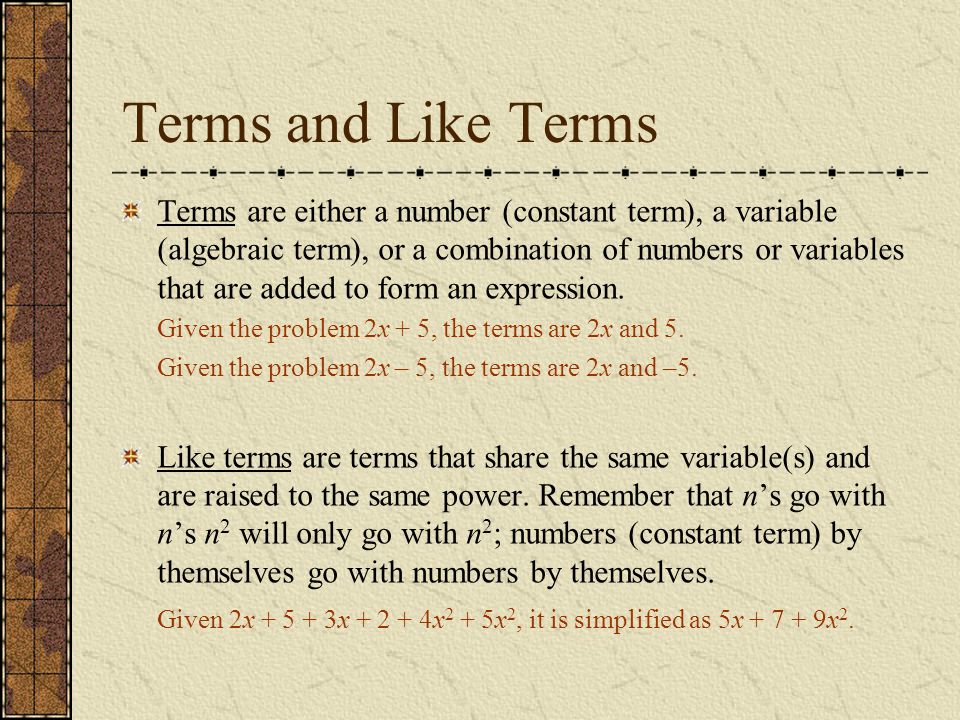 Terms and Like Terms