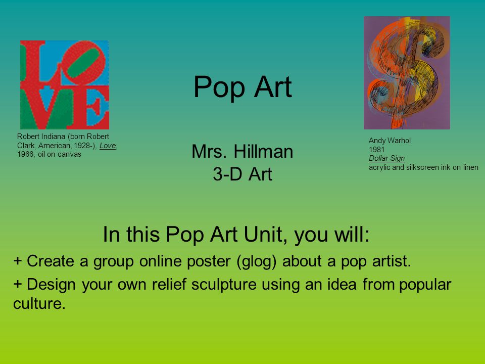 Pop Art Mrs. Hillman 3-D Art