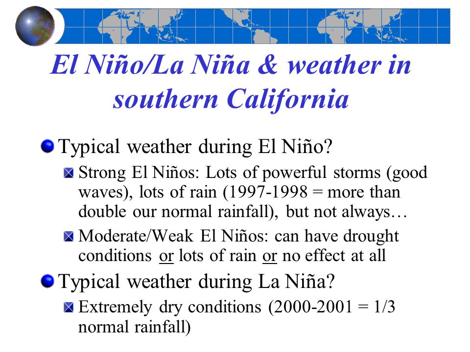 El Niño/La Niña & weather in southern California