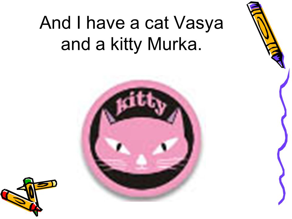 And I have a cat Vasya and a kitty Murka.