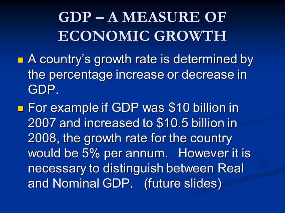 GDP – A MEASURE OF ECONOMIC GROWTH