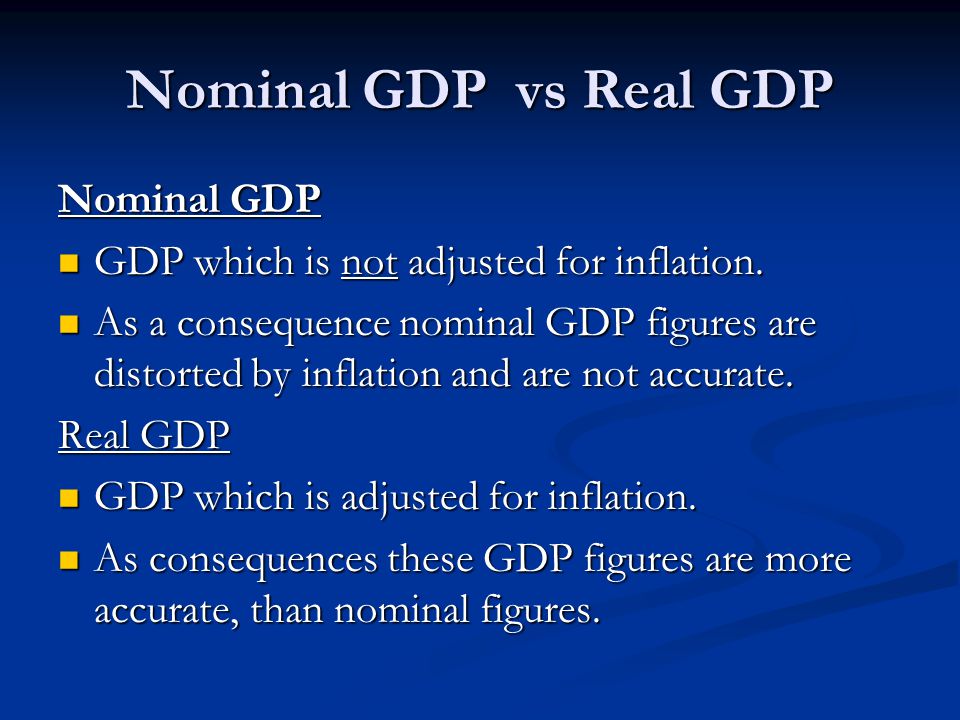 Nominal GDP vs Real GDP Nominal GDP