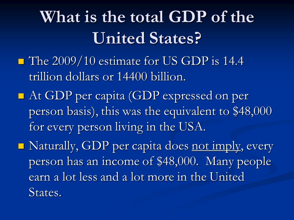 What is the total GDP of the United States