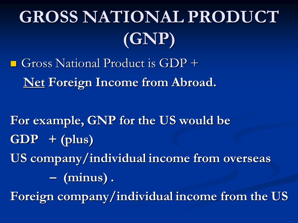 GROSS NATIONAL PRODUCT (GNP)