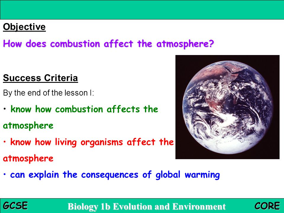How does combustion affect the atmosphere