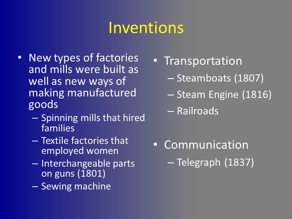 Inventions Transportation Communication