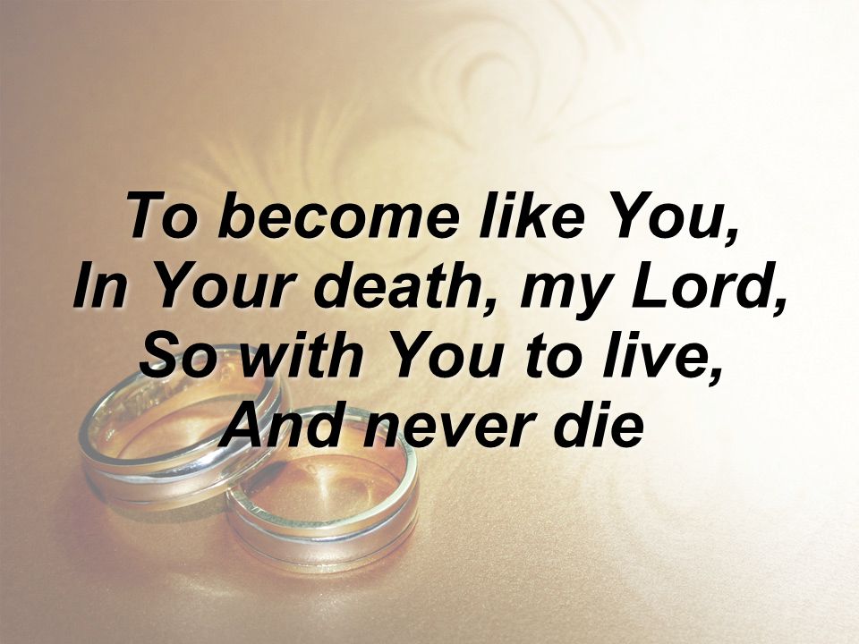 To become like You, In Your death, my Lord, So with You to live, And never die