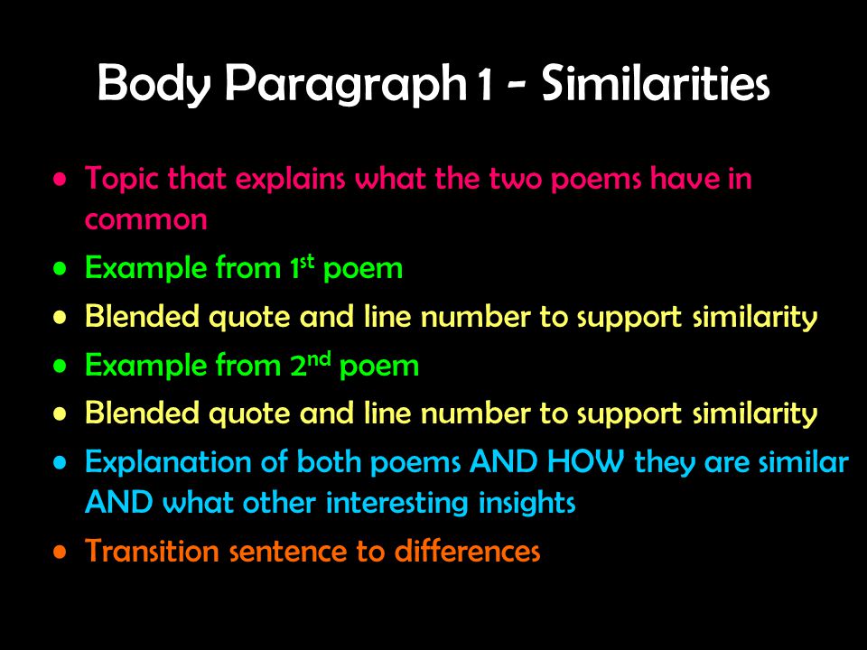Body Paragraph 1 - Similarities