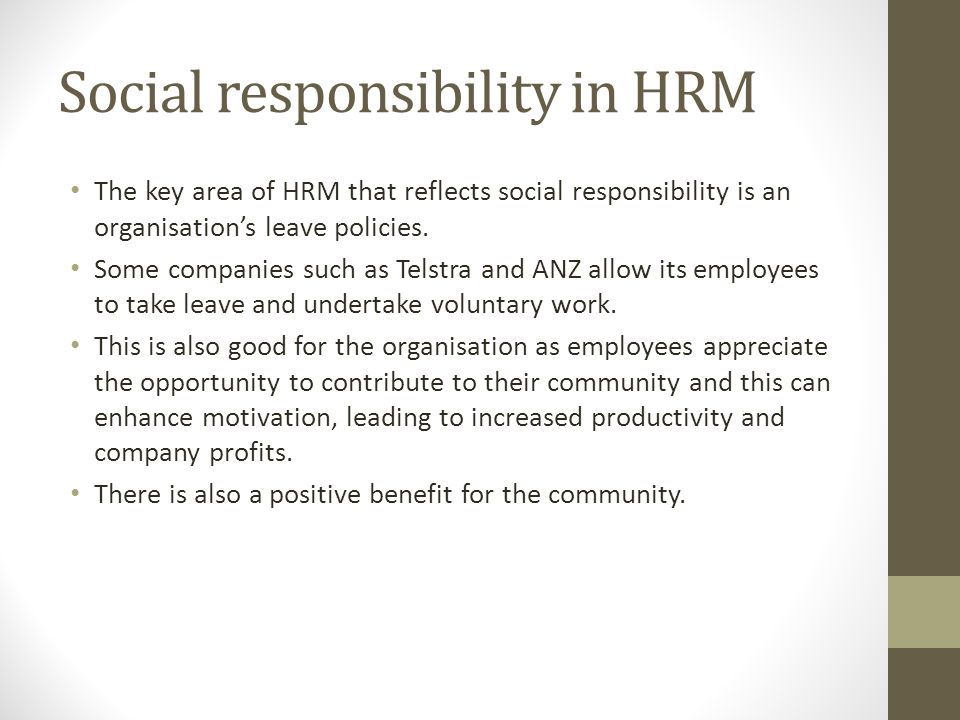Social responsibility in HRM
