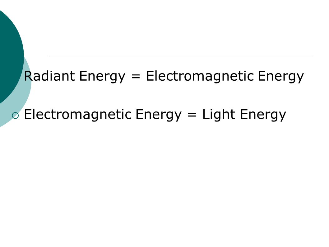 Radiant Energy = Electromagnetic Energy