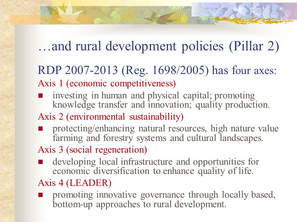 …and rural development policies (Pillar 2)