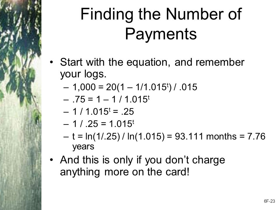 Finding the Number of Payments – Another Example