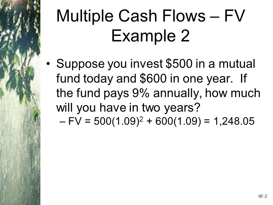 Multiple Cash Flows – Example 2 Continued