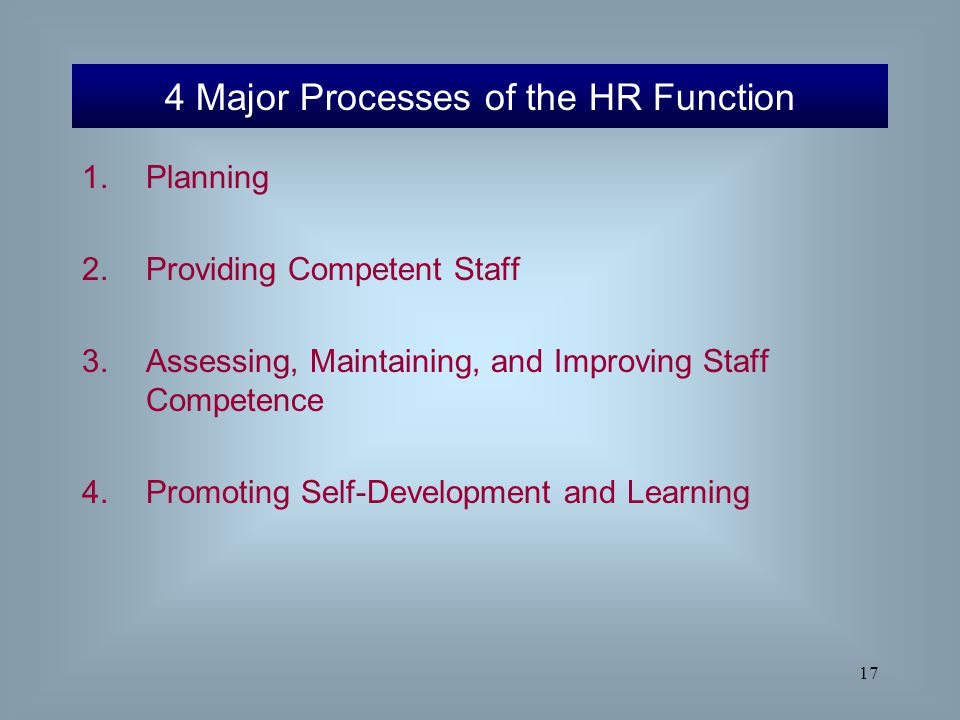 4 Major Processes of the HR Function