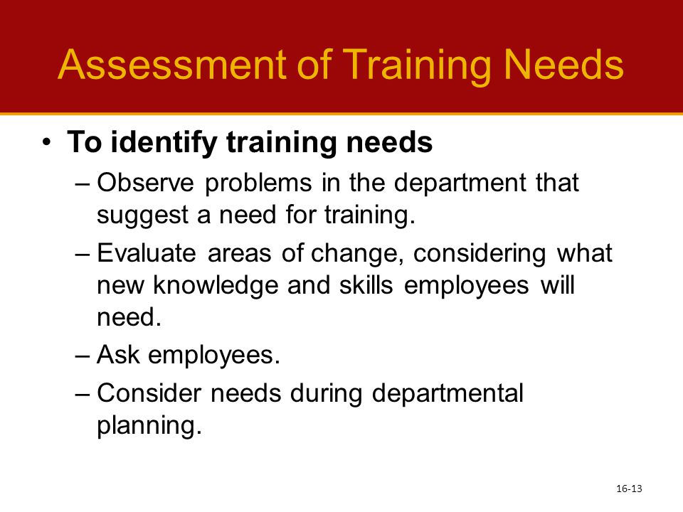 Assessment of Training Needs