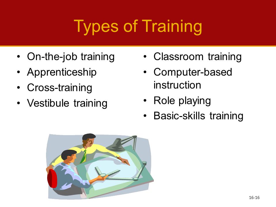 Types of Training On-the-job training Apprenticeship Cross-training