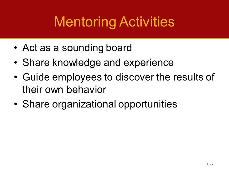 Mentoring Activities Act as a sounding board