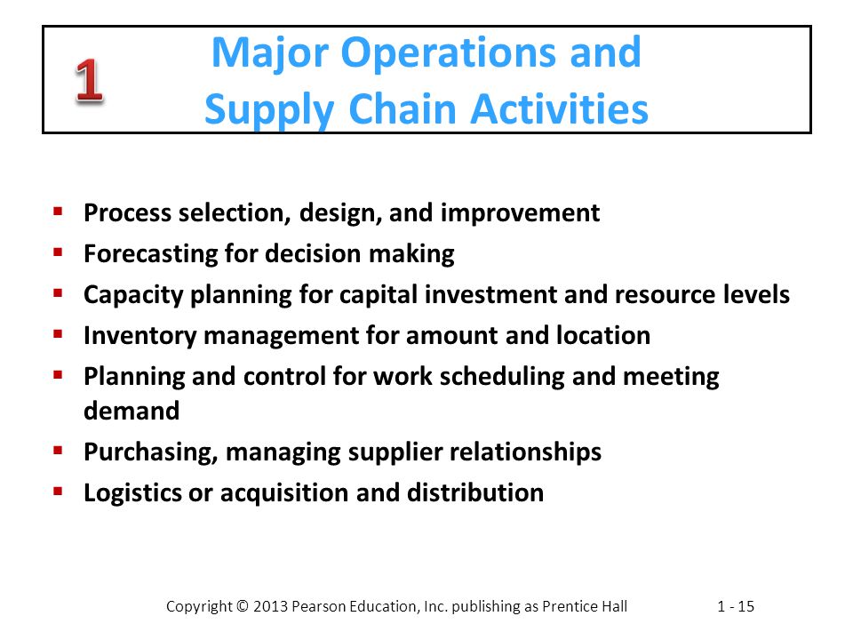 Major Operations and Supply Chain Activities