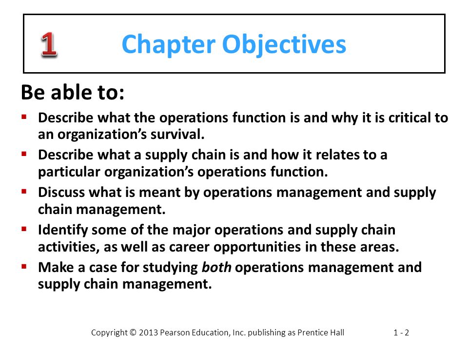 1 Chapter Objectives Be able to:
